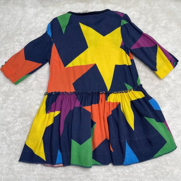 Stella Mc Cartney Girl's Blue Long Sleeve A-Line Star Pattern Dress Size 4 Years - Picture 3 of 13